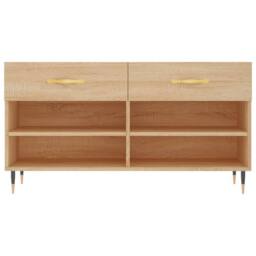 Berkfield Home Shoe Bench Sonoma Oak 102x35x55 cm Engineered Wood in Light Tan - Size: 102 x 35 x 55 cm - thumbnail 6