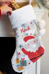 Personalised Memento Company Personalised Santa Christmas Stocking in Grey - thumbnail 3