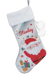 Personalised Memento Company Personalised Santa Christmas Stocking in Grey
