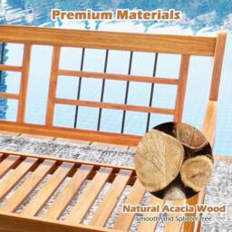 Costway Patio Acacia Wood Bench Wooden 2-Person Outside Chair in Natural - thumbnail 6