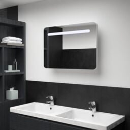 Berkfield Home LED Bathroom Mirror Cabinet 80x9.5x55 cm in White