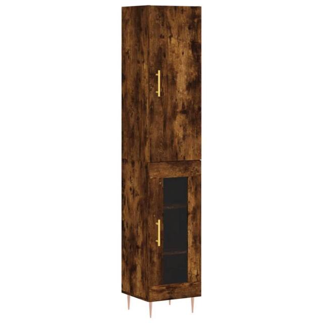 Berkfield Home Highboard Smoked Oak 34.5x34x180 cm Engineered Wood in Brown - image 1