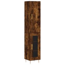 Berkfield Home Highboard Smoked Oak 34.5x34x180 cm Engineered Wood in Brown - thumbnail 1