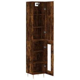 Berkfield Home Highboard Smoked Oak 34.5x34x180 cm Engineered Wood in Brown - thumbnail 4