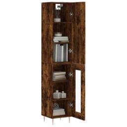Berkfield Home Highboard Smoked Oak 34.5x34x180 cm Engineered Wood in Brown - thumbnail 3