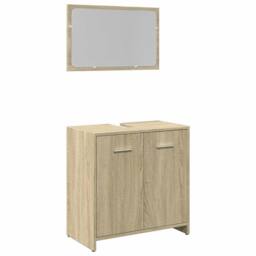 Berkfield Home 2 Piece Bathroom Furniture Set Sonoma Oak Engineered Wood in Light Brown - thumbnail 1