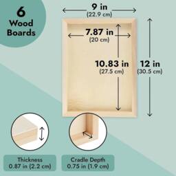 NESTLUNE Unfinished Wooden Panels 6 Pack 23x30.5cm in Natural - Size: 81 cm x 49 cm - thumbnail 2