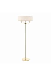 Netlighting Nixon 2 Light Floor Lamp Brass Crystal Glass E14 in Gold