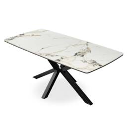 More4Homes Juno Calcutta Gold Ceramic Dining Table & 6 Nova Velvet Chairs in Grey - thumbnail 2