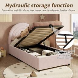 Matteo Pink Velvet Upholstered Single Storage Bed Frame with Headboard - thumbnail 5