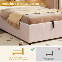 Matteo Pink Velvet Upholstered Single Storage Bed Frame with Headboard - thumbnail 8
