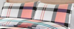 Homes-Linen Checkered Duvet Cover Set in Pink - Size: Double - thumbnail 2