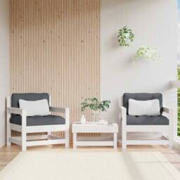 Berkfield Home Garden Chairs with Cushions 2 pcs White Solid Wood Pine - thumbnail 2
