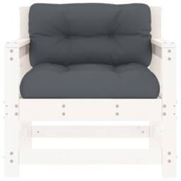 Berkfield Home Garden Chairs with Cushions 2 pcs White Solid Wood Pine - thumbnail 4