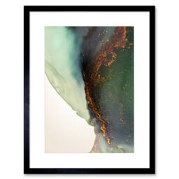 "Artery8 Wall Art Print Abstract Paint with Gold Green Art Framed 9x7 inch in Black - Size: W7"" x H9""" - thumbnail 1