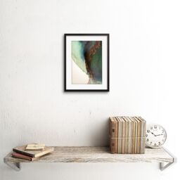 "Artery8 Wall Art Print Abstract Paint with Gold Green Art Framed 9x7 inch in Black - Size: W7"" x H9""" - thumbnail 2