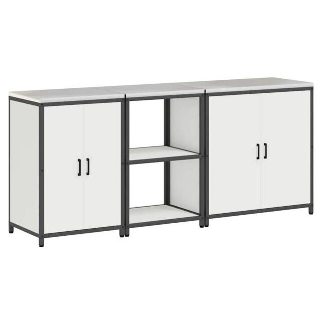 Berkfield Home with Shelf Other with Storage with Door 3 pcs White Cold-rolled steel - image 1