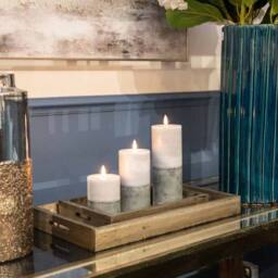 Lemon Pavilion Furniture and Decor Luxe Collection Natural Glow 3x6 Dipped LED Candle - L7 x W7 x H15 cm in Grey - thumbnail 3