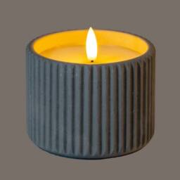 Lemon Pavilion Furniture and Decor Natural Glow Chalk Ribbed Medium Led Candle - Wax - L7xW7xH9 cm - Grey - thumbnail 2