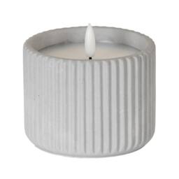 Lemon Pavilion Furniture and Decor Natural Glow Chalk Ribbed Medium Led Candle - Wax - L7xW7xH9 cm - Grey - thumbnail 1