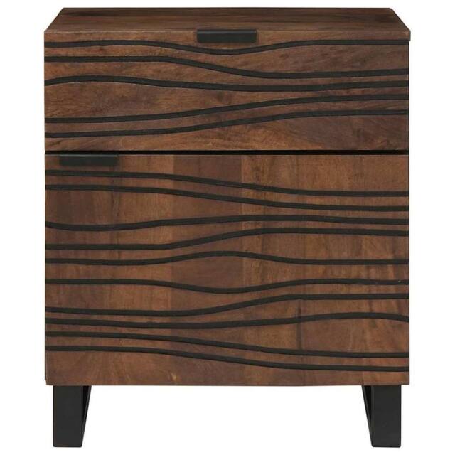 Berkfield Home Modern Bedside Cabinet 50x33x60 cm Solid Wood Walnut in Brown - Size: 50 x 33 x 60 cm - image 1