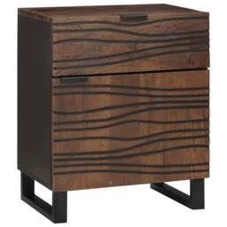 Berkfield Home Modern Bedside Cabinet 50x33x60 cm Solid Wood Walnut in Brown - Size: 50 x 33 x 60 cm - thumbnail 2
