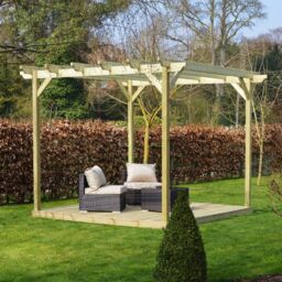 Rutland County Garden Furniture Ltd Garden Pergola & Decking Kit, Wood, L480 x W480 cm, Light Green - thumbnail 7