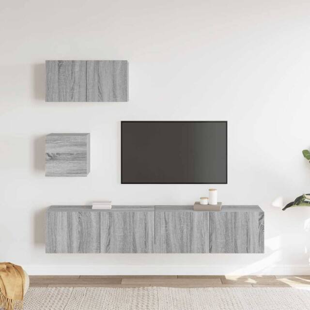 Berkfield Home Modern 4 Piece TV Cabinet Set Grey Sonoma Engineered Wood - image 1