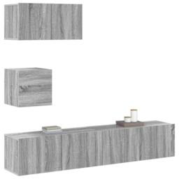 Berkfield Home Modern 4 Piece TV Cabinet Set Grey Sonoma Engineered Wood - thumbnail 4