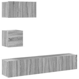 Berkfield Home Modern 4 Piece TV Cabinet Set Grey Sonoma Engineered Wood - thumbnail 3
