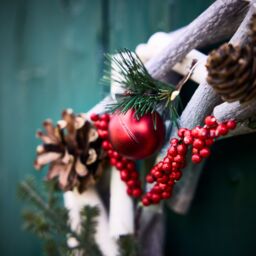 Dibor Woodland Berries Light Up Xmas Wreath Front Door Christmas Wreath 30cm in Red - thumbnail 5