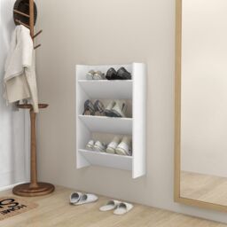 Berkfield Home Wall Shoe Cabinet White 60x18x90 cm Engineered Wood - Size: 60 x 18 x 90 cm - thumbnail 1
