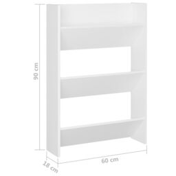 Berkfield Home Wall Shoe Cabinet White 60x18x90 cm Engineered Wood - Size: 60 x 18 x 90 cm - thumbnail 6