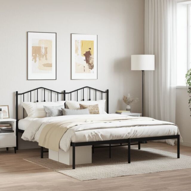Berkfield Home Metal Bed Frame with Headboard Black 180x200 cm Super King - image 1