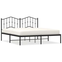 Berkfield Home Metal Bed Frame with Headboard Black 180x200 cm Super King - thumbnail 2