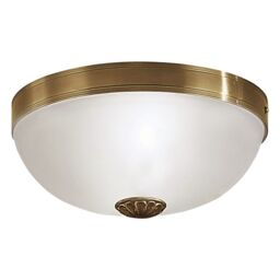 Loops Wall Flush Ceiling Light Colour Bronzed Shade White Satin Glass Bulb E27 2x60W - thumbnail 1