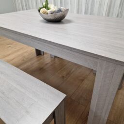 KOSY KOALA Modern Rectangle Grey Dining Table Set With 2 Benches Dining Room Furniture - Size: 140 cm x 80 cm - thumbnail 4