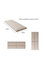 Aspire EasyMount Wall Mounted Upholstered Panels, Modular DIY Headboard in Eire Linen Fabric (Pack of 4) in Off-White - thumbnail 5