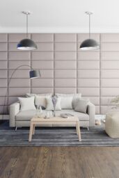 Aspire EasyMount Wall Mounted Upholstered Panels, Modular DIY Headboard in Eire Linen Fabric (Pack of 4) in Off-White - thumbnail 4