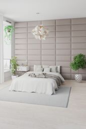 Aspire EasyMount Wall Mounted Upholstered Panels, Modular DIY Headboard in Eire Linen Fabric (Pack of 4) in Off-White - thumbnail 2