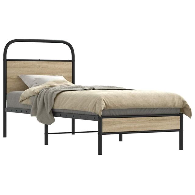 Berkfield Home Bed Frame Without Mattress 75x190 cm Smoked Oak Engineered Wood in Brown - image 1