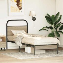 Berkfield Home Bed Frame Without Mattress 75x190 cm Smoked Oak Engineered Wood in Brown - thumbnail 4