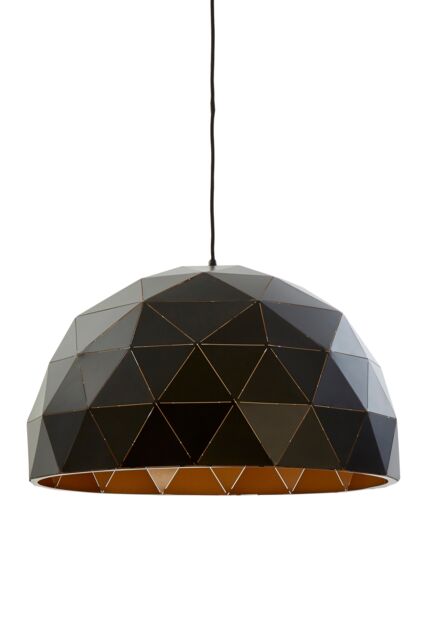 Orsina Large Black & Copper Dome Pendant Light, Matte Black Geometric Hanging Light, Steel Pendant Lamp - image 1