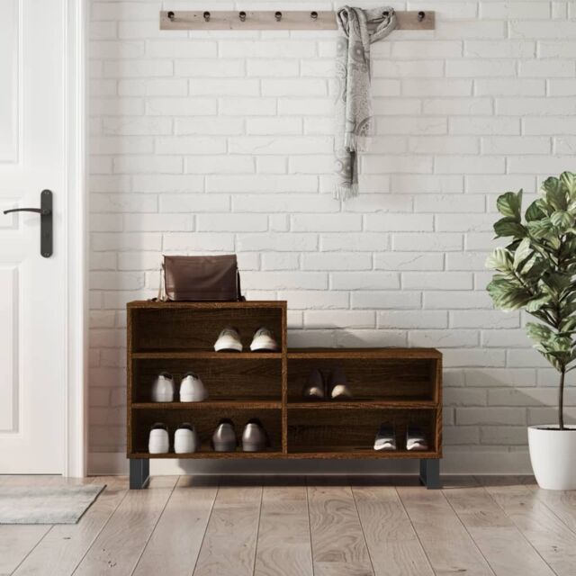 Berkfield Home Shoe Cabinet Brown Oak 102x36x60 cm Engineered Wood - Size: 102 x 36 x 60 cm - image 1