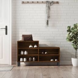 Berkfield Home Shoe Cabinet Brown Oak 102x36x60 cm Engineered Wood - Size: 102 x 36 x 60 cm - thumbnail 1