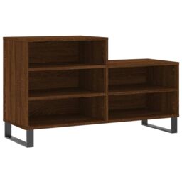 Berkfield Home Shoe Cabinet Brown Oak 102x36x60 cm Engineered Wood - Size: 102 x 36 x 60 cm - thumbnail 2