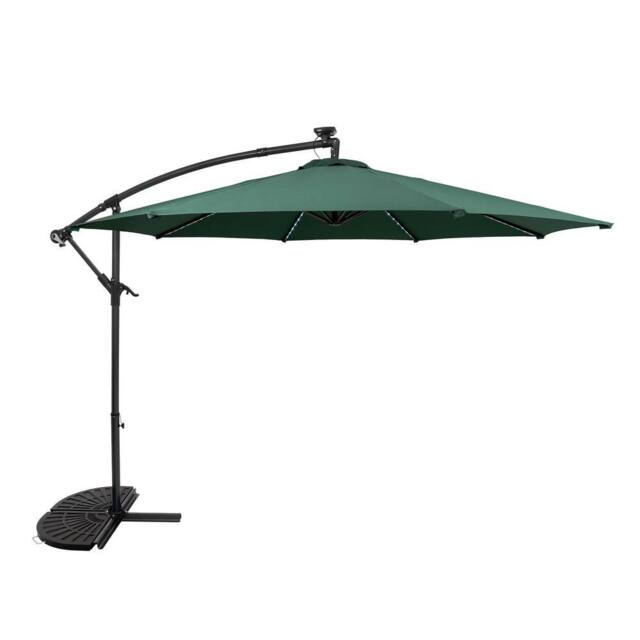 Monstershop LED Cantilever Parasol 3m With Half Fan Base - Green - image 1