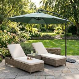 Monstershop LED Cantilever Parasol 3m With Half Fan Base - Green - thumbnail 4