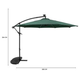 Monstershop LED Cantilever Parasol 3m With Half Fan Base - Green - thumbnail 5