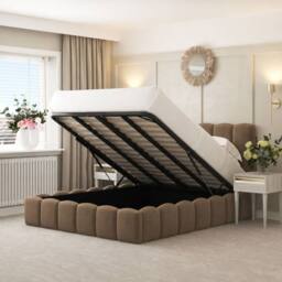 "Bed Choices Madison Upholstered Bed Frame with 54"" Metal Ottoman Gas Lift in Taupe - Size: Small Double" - thumbnail 3